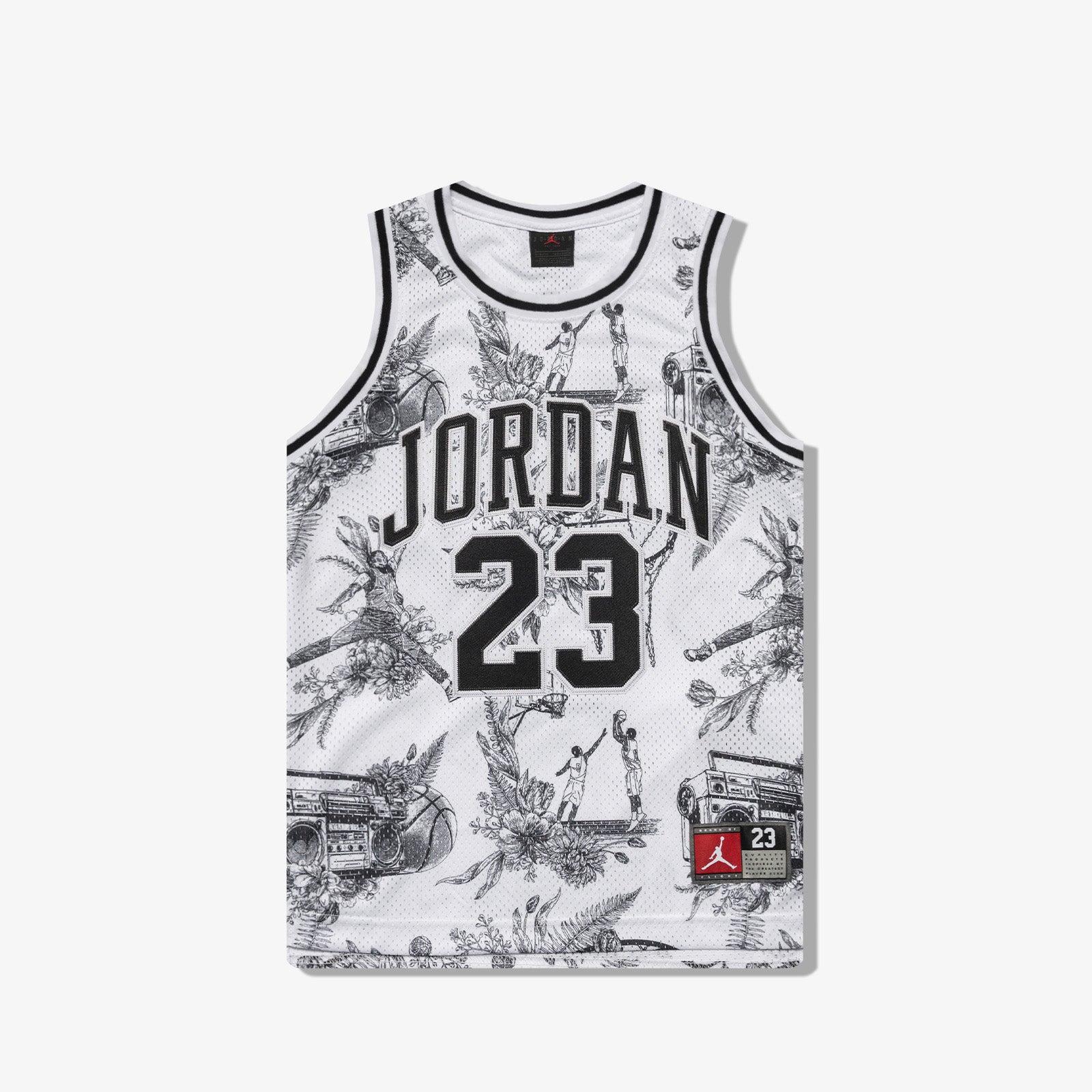 Jordan 23 AOP Youth Jersey White Black Throwback