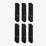 Everyday Cushioned Crew Socks (6 Pairs) - Black/White