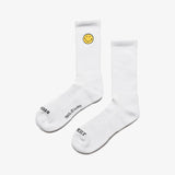 Smiley Badge Crew Socks - White