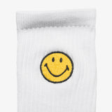 Smiley Badge Crew Socks - White