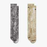 Nike Everyday Plus Cushioned Tie Dye Crew Socks (2 Pairs) - Natural/Carbon