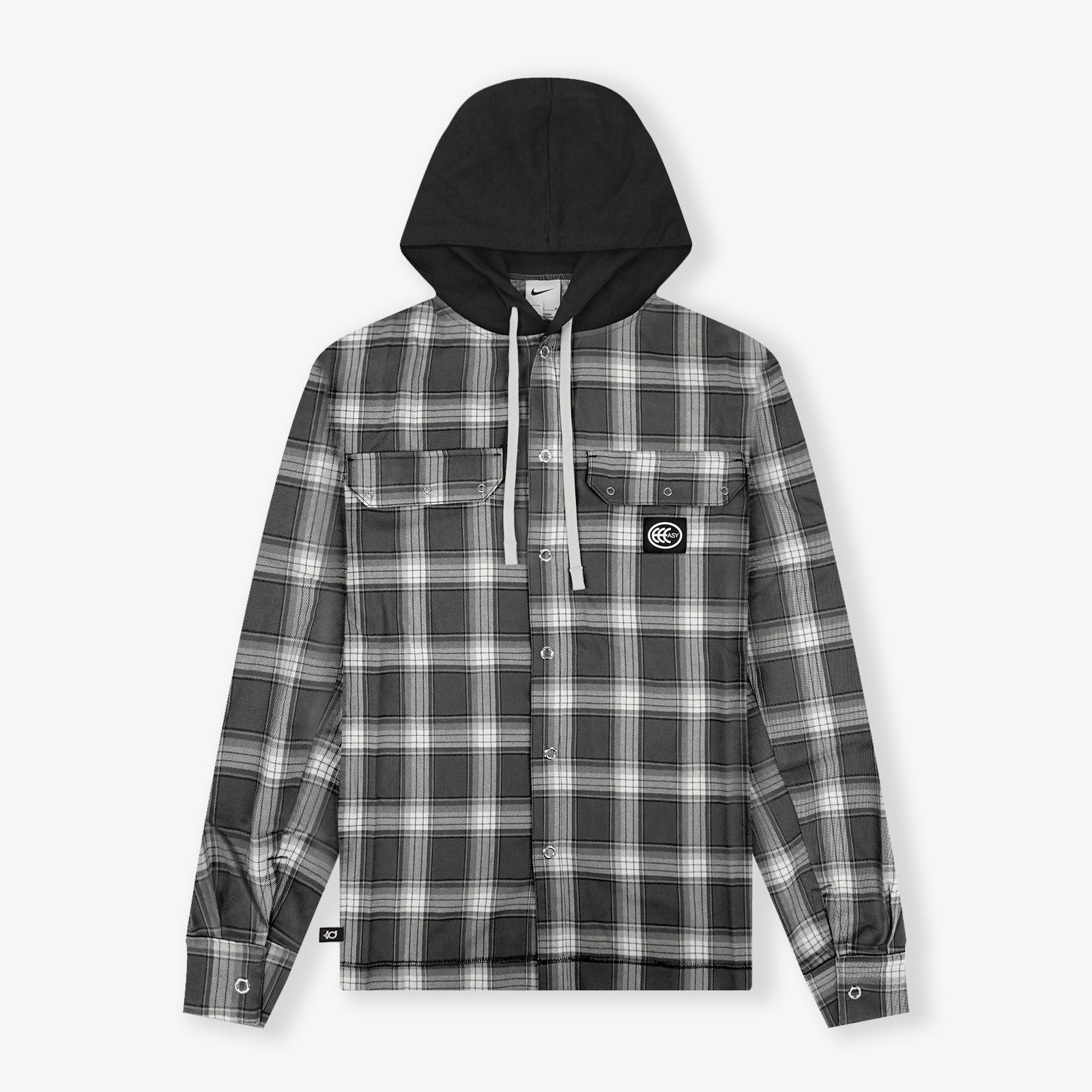 KD Hooded Basketball Flannel Jacket - Black/Grey â Throwback