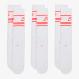 Sportswear Dri-FIT Everyday Essential Crew Socks (3 Pairs) - White/Hot Punch