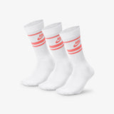 Sportswear Dri-FIT Everyday Essential Crew Socks (3 Pairs) - White/Hot Punch