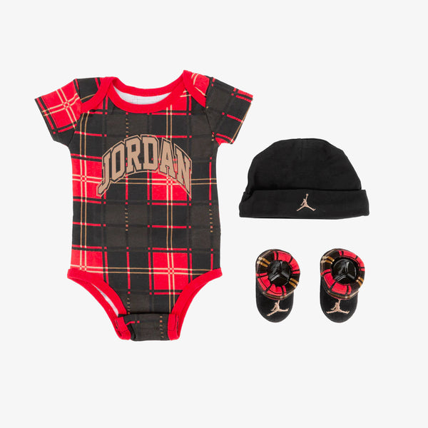 Jordan Plaid Infant 3 Piece Set Red Throwback