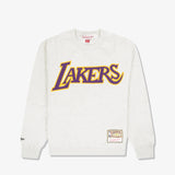 Los Angeles Lakers Jersey Wordmark Crew Sweatshirt - White Marle