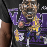 Magic Johnson Los Angeles Lakers Cartoon Vintage Tee - Faded Black