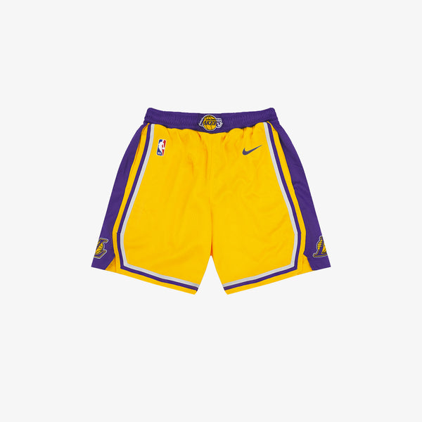 Lakers shorts with sale logo on front