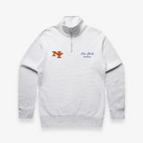 Throwback 'New York or Nowhere' Fleece Quarter Zip - White Marle