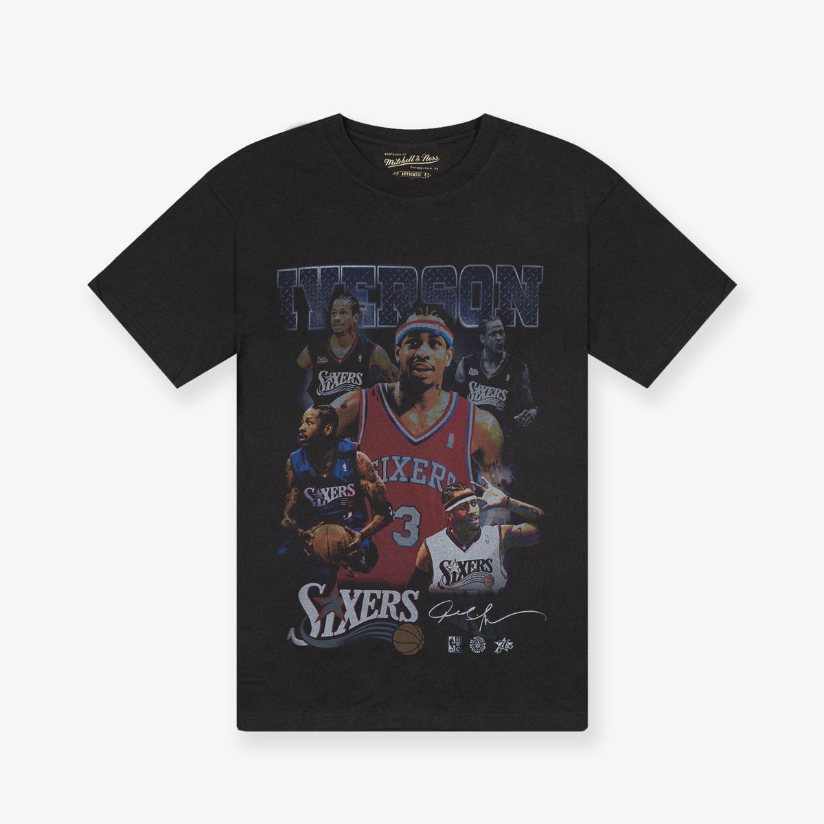 Allen Iverson Philadelphia 76er&#39;s Player &amp; Stats T-Shirt - Black