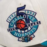 Charlotte Hornets Corduroy Visor Pro Crown Snapback - White Cream/Teal