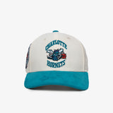 Charlotte Hornets Corduroy Visor Pro Crown Snapback - White Cream/Teal