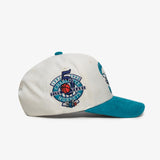 Charlotte Hornets Corduroy Visor Pro Crown Snapback - White Cream/Teal