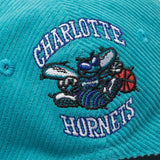 Charlotte Hornets Nothing But Net Corduroy Deadstock Snapback - Teal