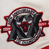 Chicago Bulls Corduroy Visor Pro Crown Snapback - White Cream/Red