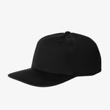Flat Brim Strapback Cap - Black