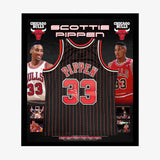 Framed Autographed Scottie Pippen Chicago Bulls 95-96 HWC Swingman Jersey - Black