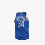 Giannis Antetokounmpo Milwaukee Bucks 2024/25 City Edition Kids Swingman Jersey - Blue