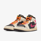 Women's Air Jordan 1 Mid SE Edge - Pale Ivory/Racer Pink-Black-Muslin