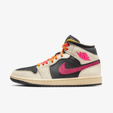 Women's Air Jordan 1 Mid SE Edge - Pale Ivory/Racer Pink-Black-Muslin