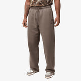 Brooklyn Fleece Oversized Open-Hem Pants - Olive Grey/Black