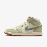 Women's Air Jordan 1 Mid SE - Olive Aura/Pearl White-Lawn
