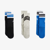 Jumpman MVP Crew Youth Socks - Black/White/Blue (3 Pairs)