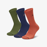 Jumpman Everyday Max Crew Socks (3 Pairs) - Green/Blue/Orange