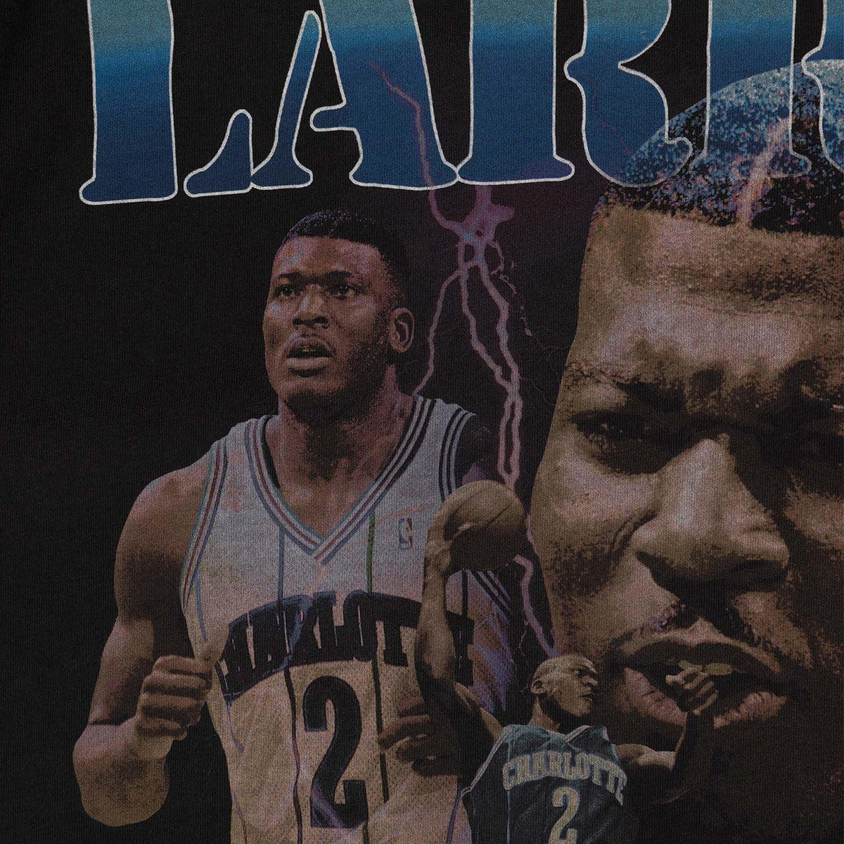 Larry Johnson Charlotte Hornets Player &amp; Stats T-Shirt - Black