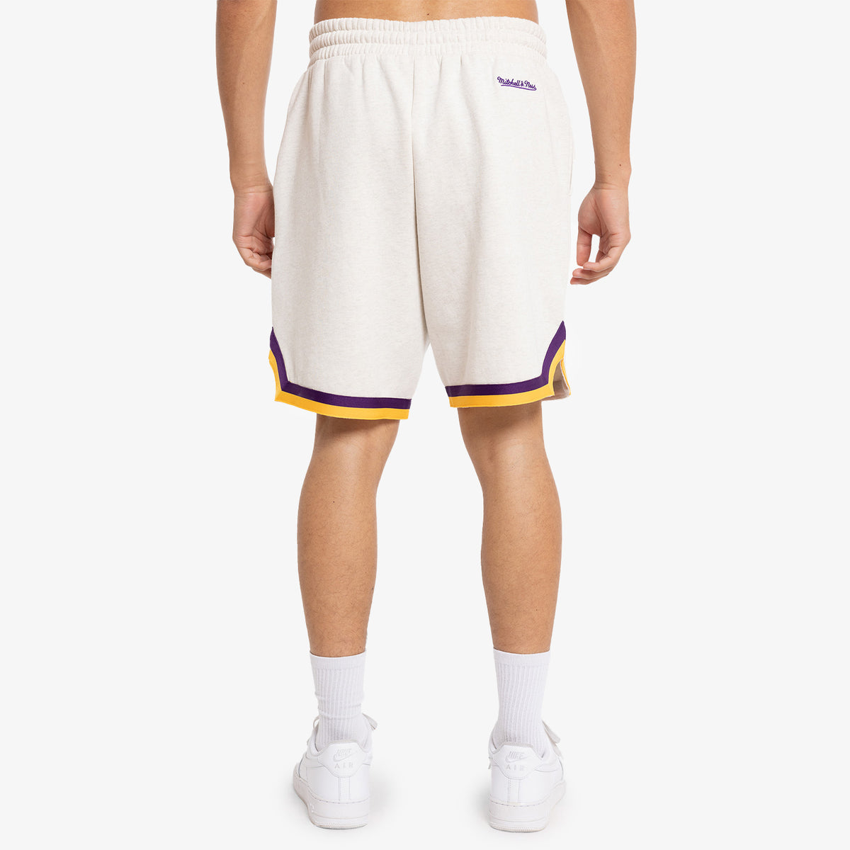 Los Angeles Lakers Fleece Shooting Shorts White Marle Throwback