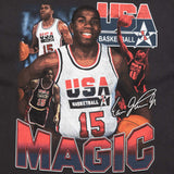 Magic Johnson USA Basketball Player T-Shirt - Faded Black