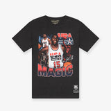 Magic Johnson USA Basketball Player T-Shirt - Faded Black