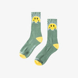Smiley Sunrise Crew Socks - Basil