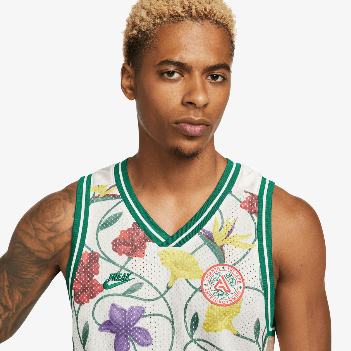 Giannis Floral Printed Dri-Fit DNA Tank - Pale Ivory