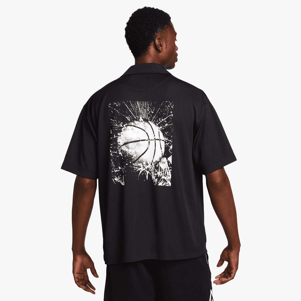 Nike Graphic Mesh Button Up Shirt - Black