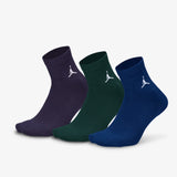Jumpman Everyday Ankle Socks (3 Pairs) - Indigo/Pine/Plum