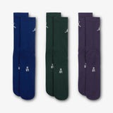 Jumpman Everyday Crew Socks (3 Pairs) - Indigo/Pine/Plum