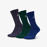 Jumpman Everyday Crew Socks (3 Pairs) - Indigo/Pine/Plum
