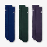 Jumpman Everyday Crew Socks (3 Pairs) - Indigo/Pine/Plum