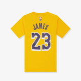 LeBron James Los Angeles Lakers Icon Name & Number Youth T-Shirt - Yellow