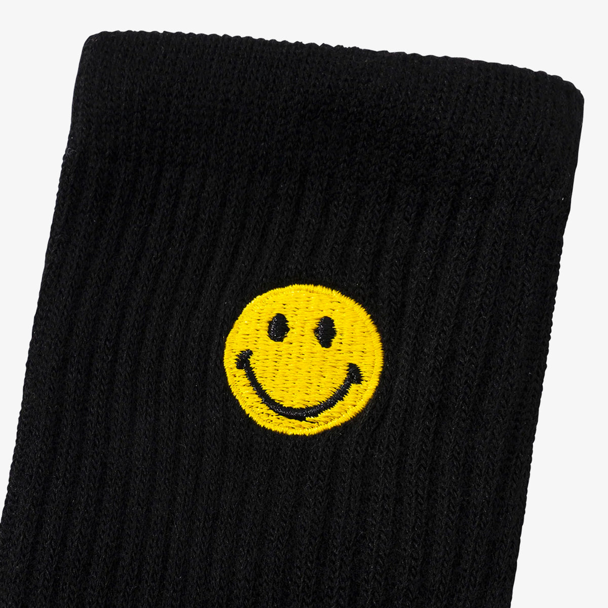 Smiley Small Patch Socks - Black