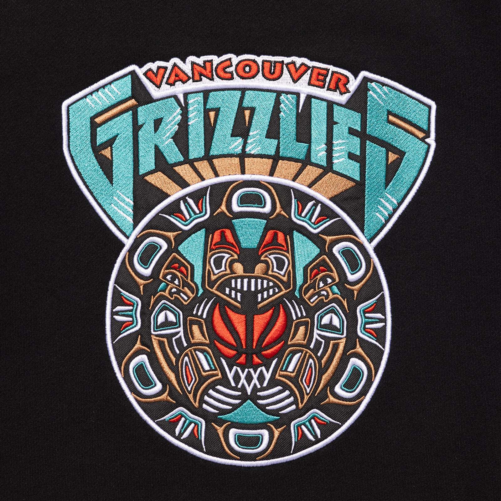 Vancouver Grizzlies Tribal Crew Sweatshirt - Black - Throwback