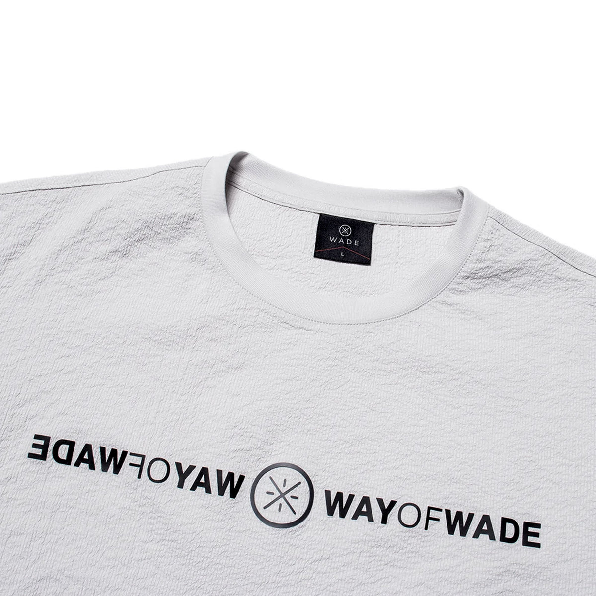 Wade Mirrored Logo Seersucker T-Shirt - Grey