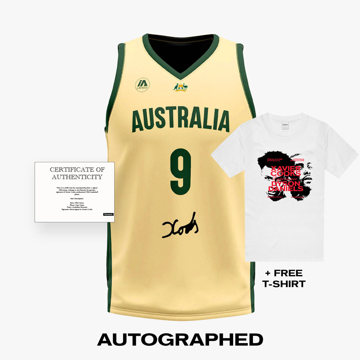 Autographed Xavier Cooks Australian Boomers 2023 FIBA Basketball World Cup Jersey - Gold