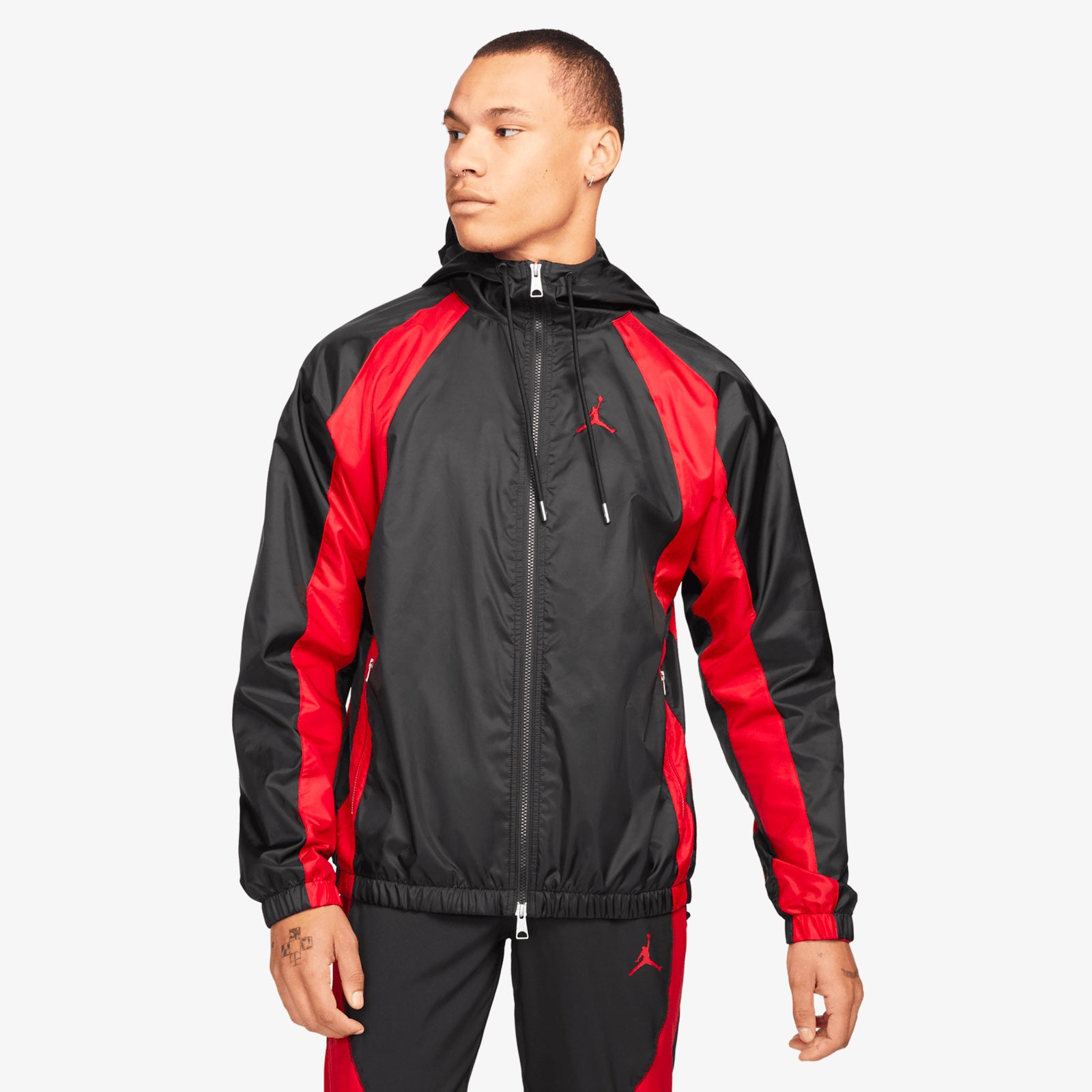 Jordan Essentials Woven Jacket Black Red Throwback