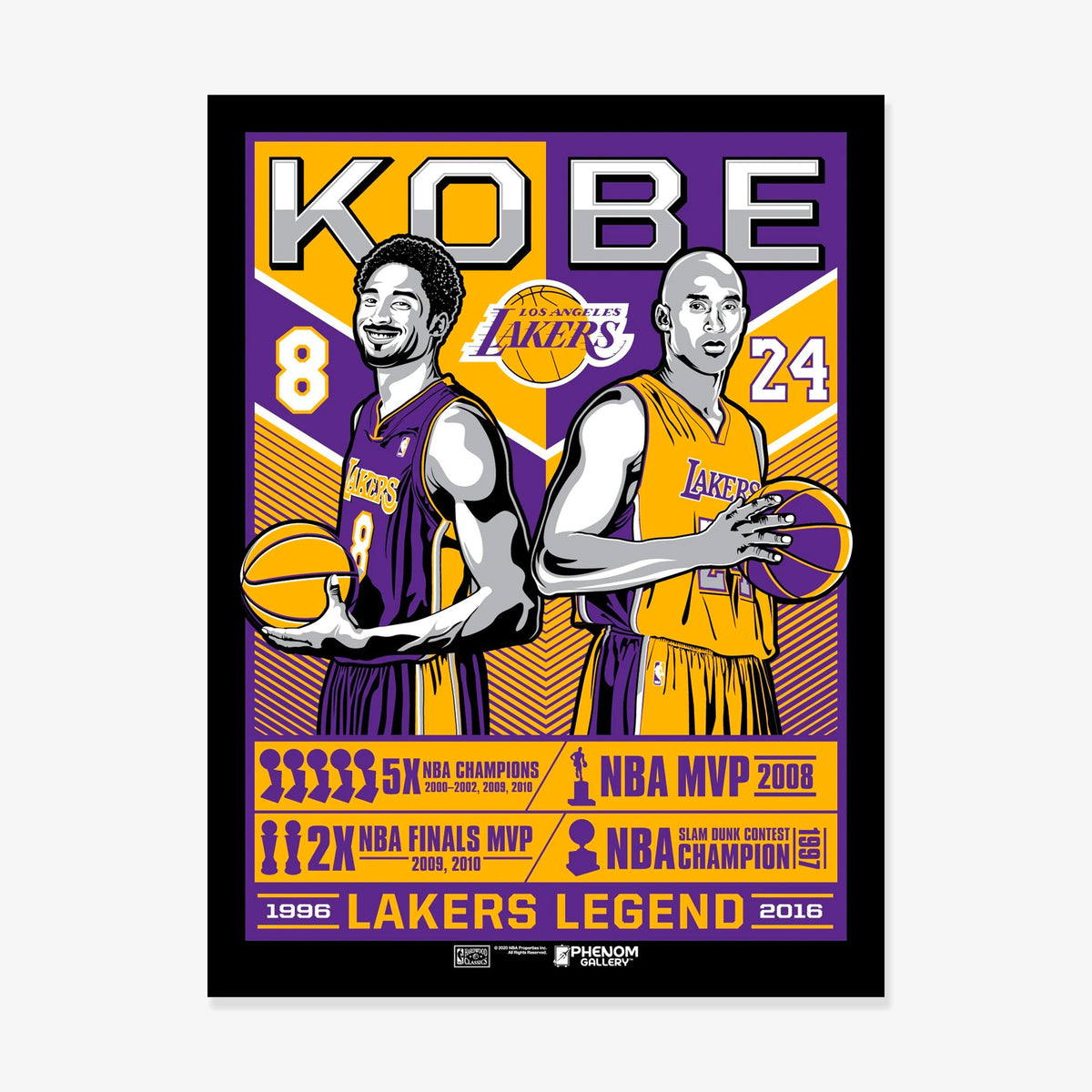 Los Angeles Lakers Kobe Bryant 18”-24” Serigraph Print (Black Mamba Edition)