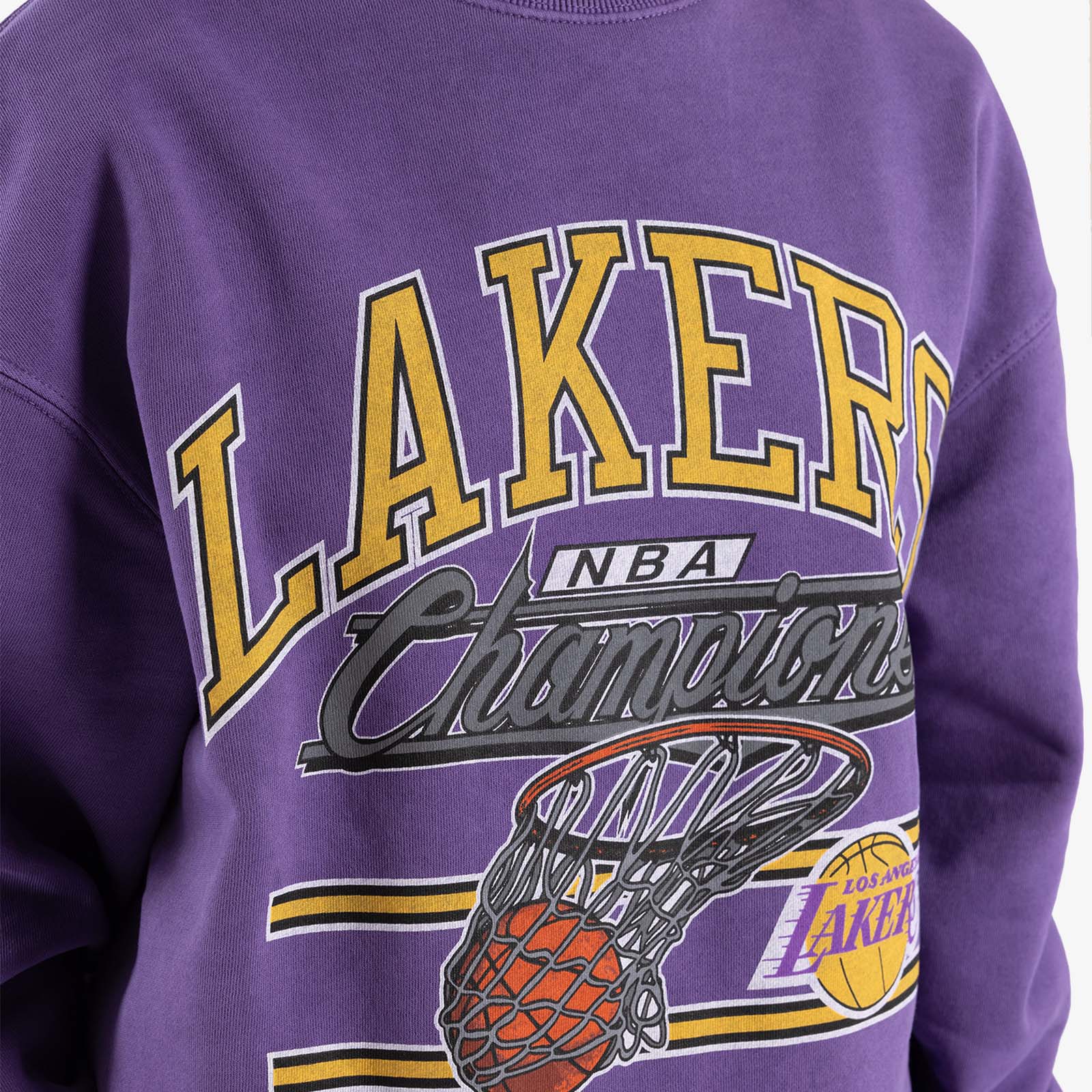 Los Angeles Lakers Team History Crew Sweatshirt - Faded Purple - Throwback