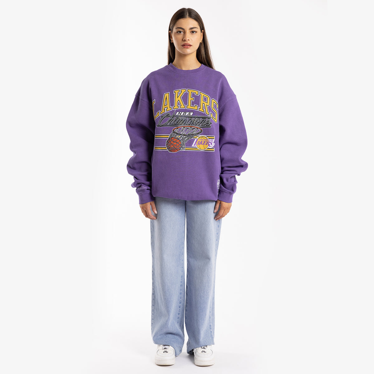 Women's Purple Los Angeles Lakers Vintage Wordmark Pullover Sweatshirt