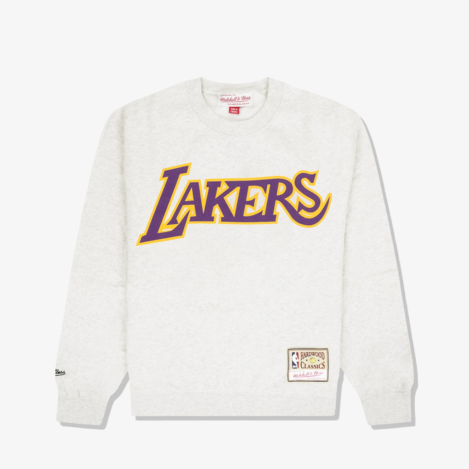 Los Angeles Lakers Jersey Wordmark Crew Sweatshirt - White Marle