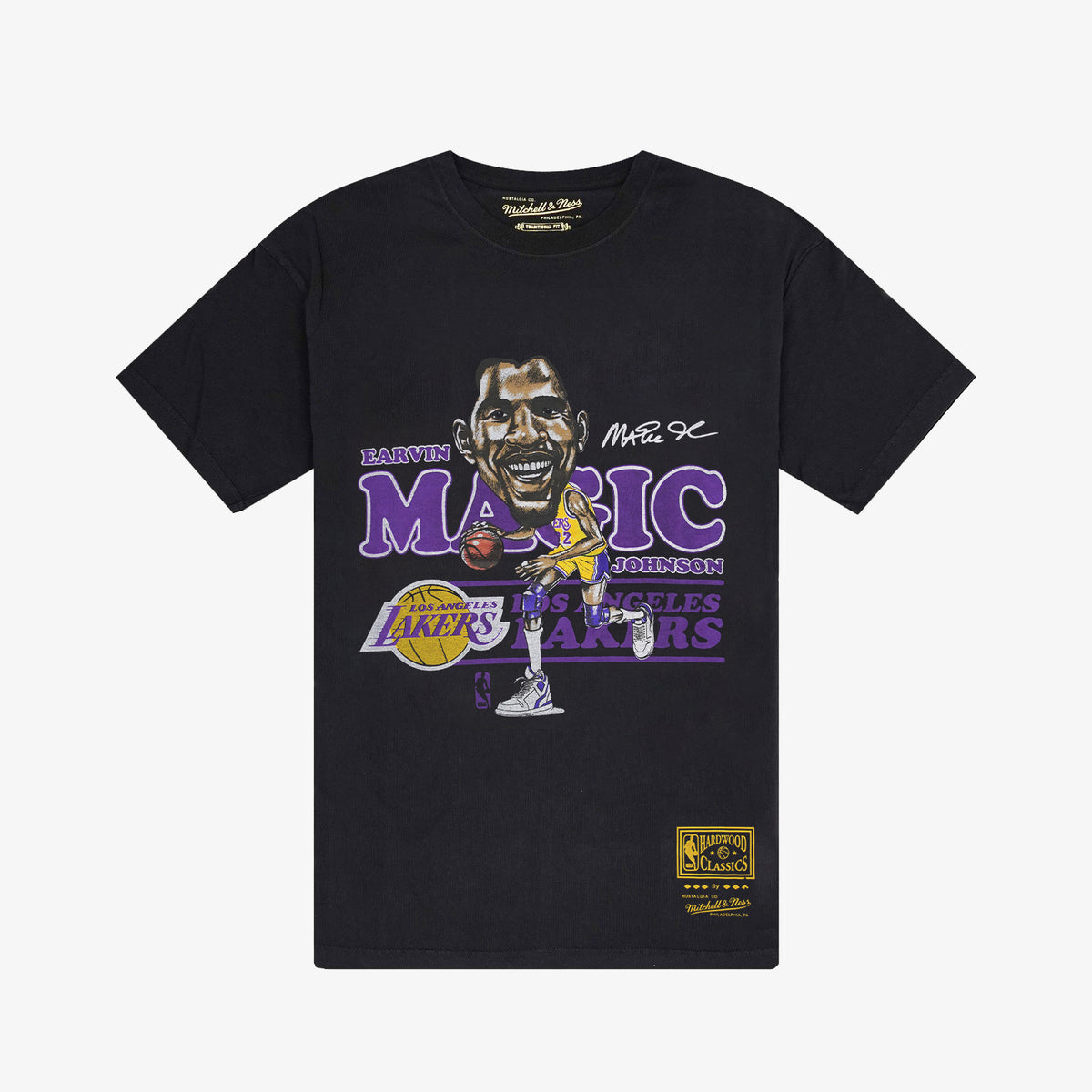 Magic Johnson Los Angeles Lakers Cartoon Vintage Tee - Faded Black